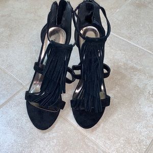 Black Suede Fringe Heel by Madden Girl